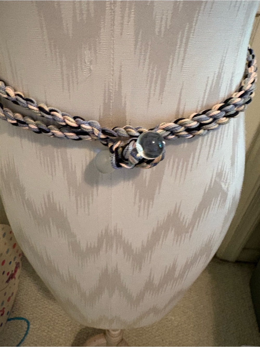 Missoni Vintage Braided Rope Belt with barbell Toggle - Pink, Gray ,Blue 29 in.